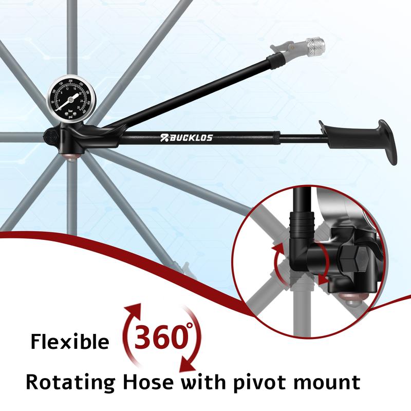 BUCKLOS 400PSI Велосипедный амортизационный насос MTB Дорожный велосипед Алюминиевый сплав Функция спуска одним нажатием Воздушный насос Для воздушной вилки/шины/амортизатора