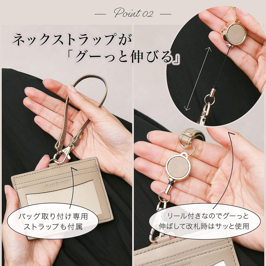 ID-карта Бейдж сотрудника Настоящий бейдж Шейный ремешок с выдвижным держателем для пропуска на 4 карты ID1 [BLUE SINCERE] Держатель, Чехол, Кожаный, Женский, Держатель,