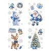 Прозрачные праздничные наклейки на стекло 4 шт. Рождественские статические наклейки на окна, Синие Санта-Клаус Снеговик Олень Пингвин Зимняя страна чудес Наклейки на стены,