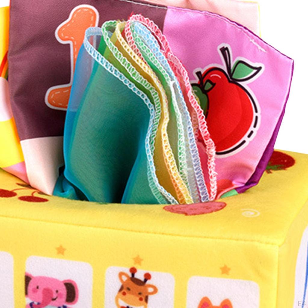 Сенсорная коробка для салфеток для малышей, игрушка для занятий, вытягивание, счет, мелкая моторика, Монтессори, шуршащая