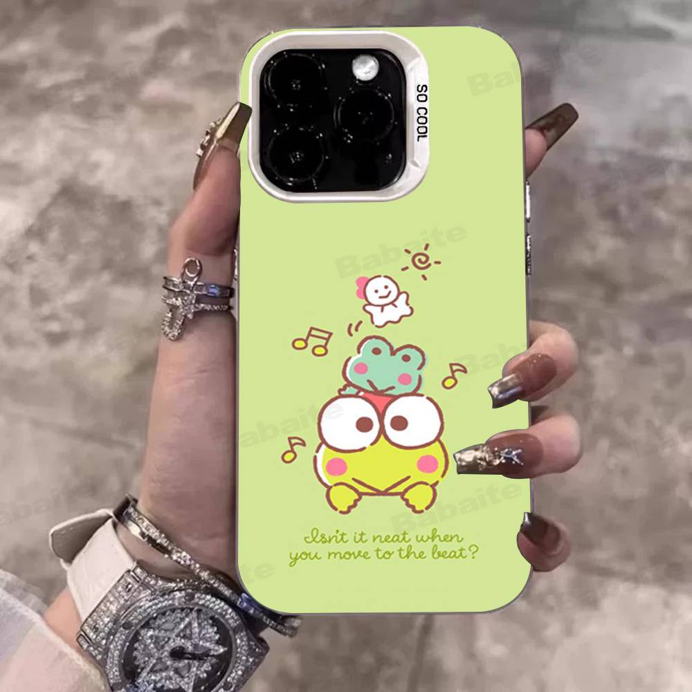 Cute Cartoon K-Keroppis Phone Case Color Silver Shell For LPhone 17 16 16e 15 14 13 12 11 Pro Max Plus