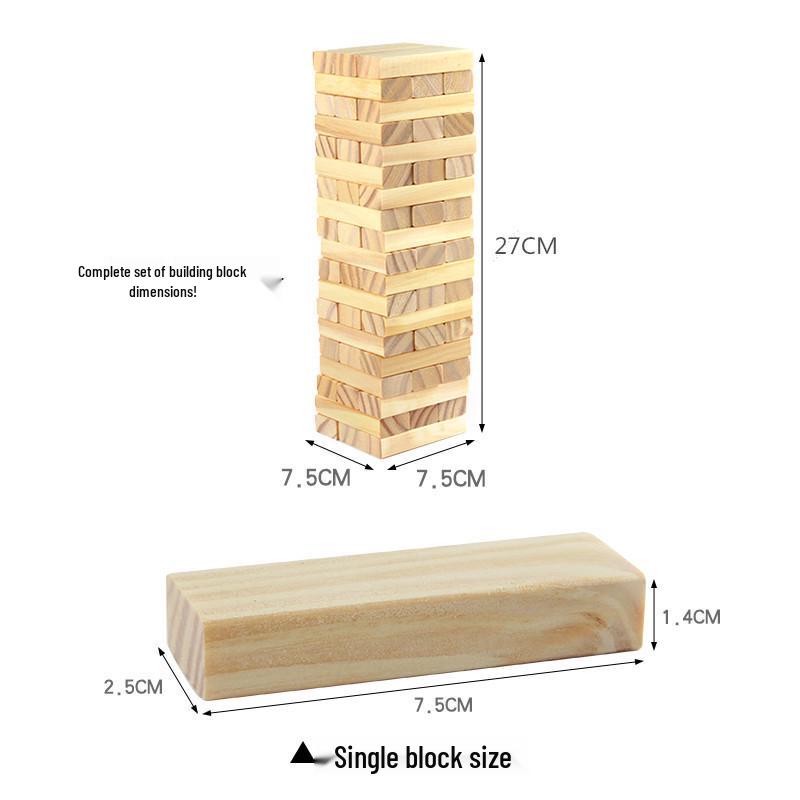 54-Piece Educational Jenga-Style Blocks for Children and Adults – Ideal for Competitive Building and Skill Development