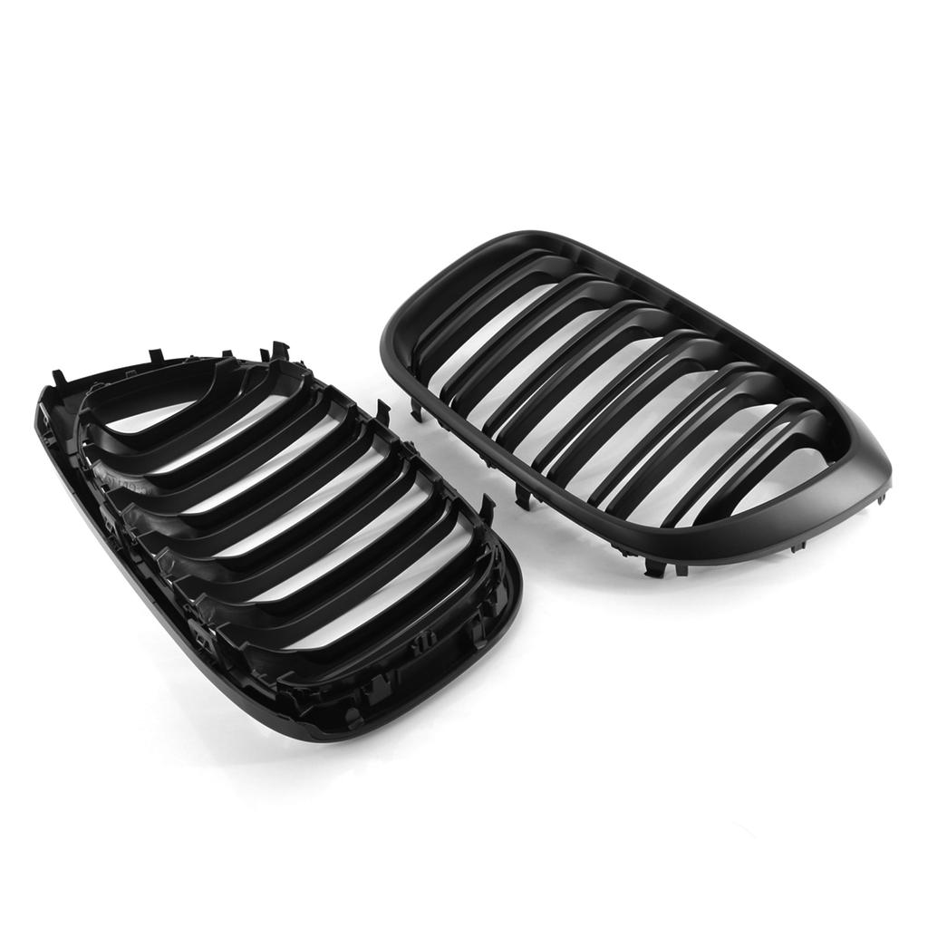 Double Slat Front Kidney Grille Grill Black Replacement for BMW G01 X3 G02 X4 2018-2020