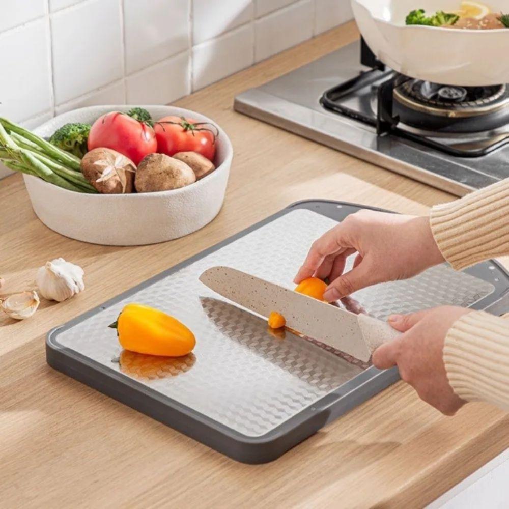 Durable Steel Double-Sided Chopping Board Anti-Slip Chopping Block  Cooking Preparation