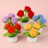 Knitted Flower Realistic Artificial Flowers Low Maintenance Crochet Flower Potted Plant for Home Decor Adult Sex Wear