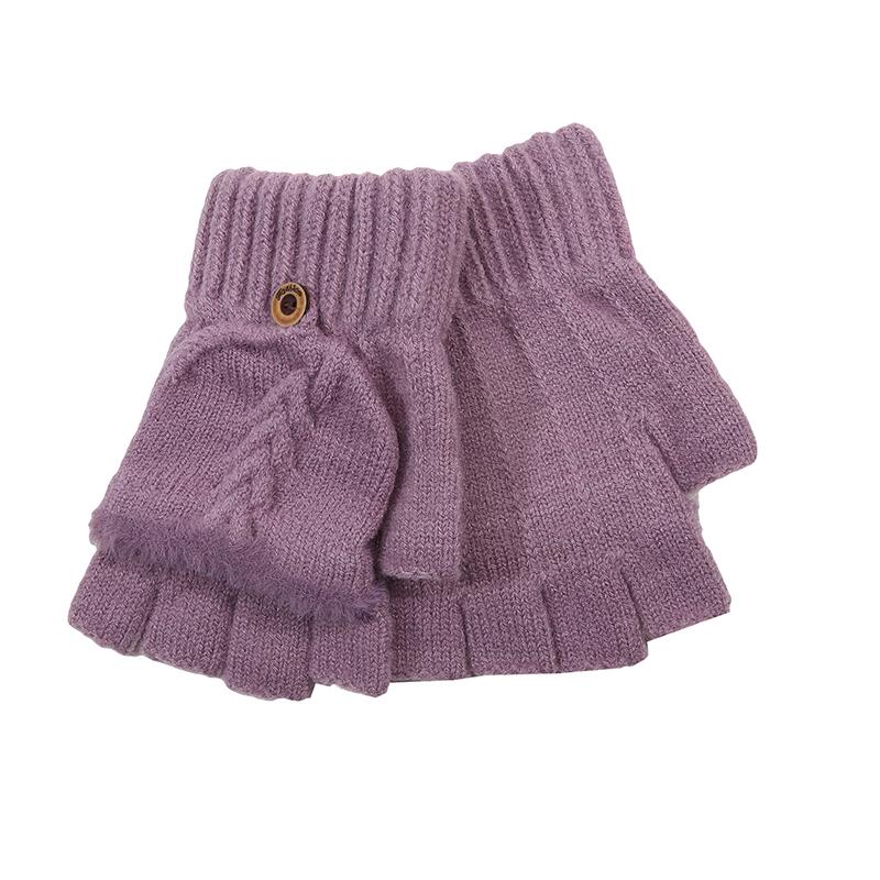 Fingers Free Wool Gloves Women Knitted Flip Fingerless Exposed Finger Gloves Mittens Winter Warm Thickening Female Mitts