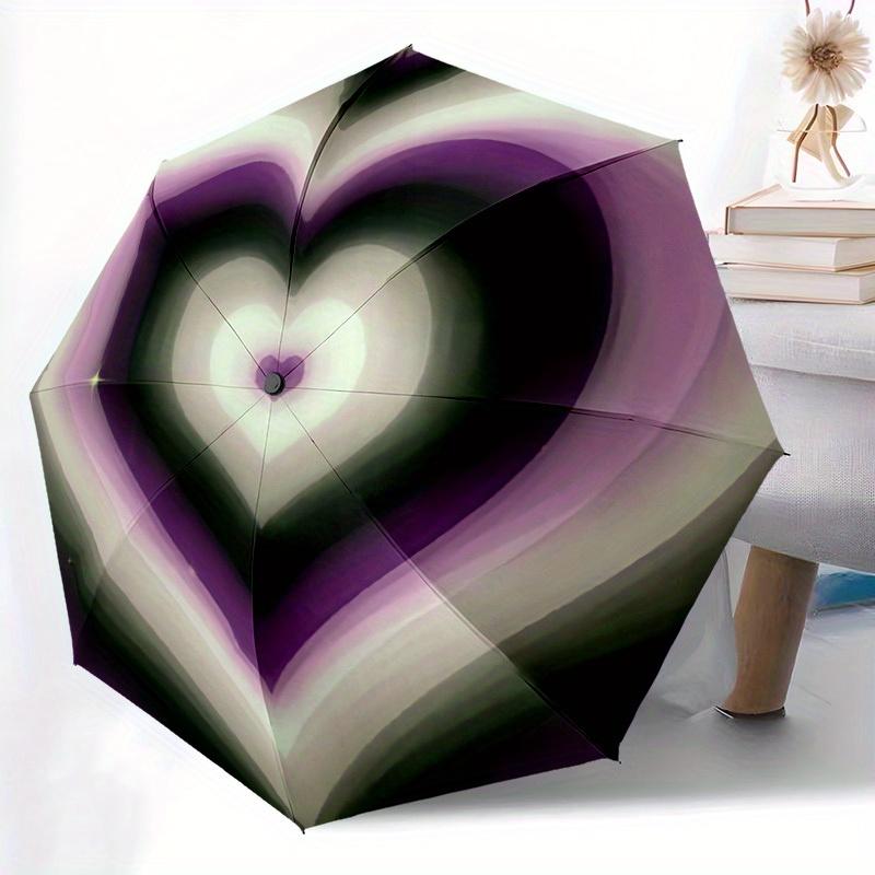 1pc Heart Shape Automatic Open, Sturdy Iron Frame, Compact Folding Design, All-Season Portable Umbrella for Women & Men, Outdoor Umbrella yy