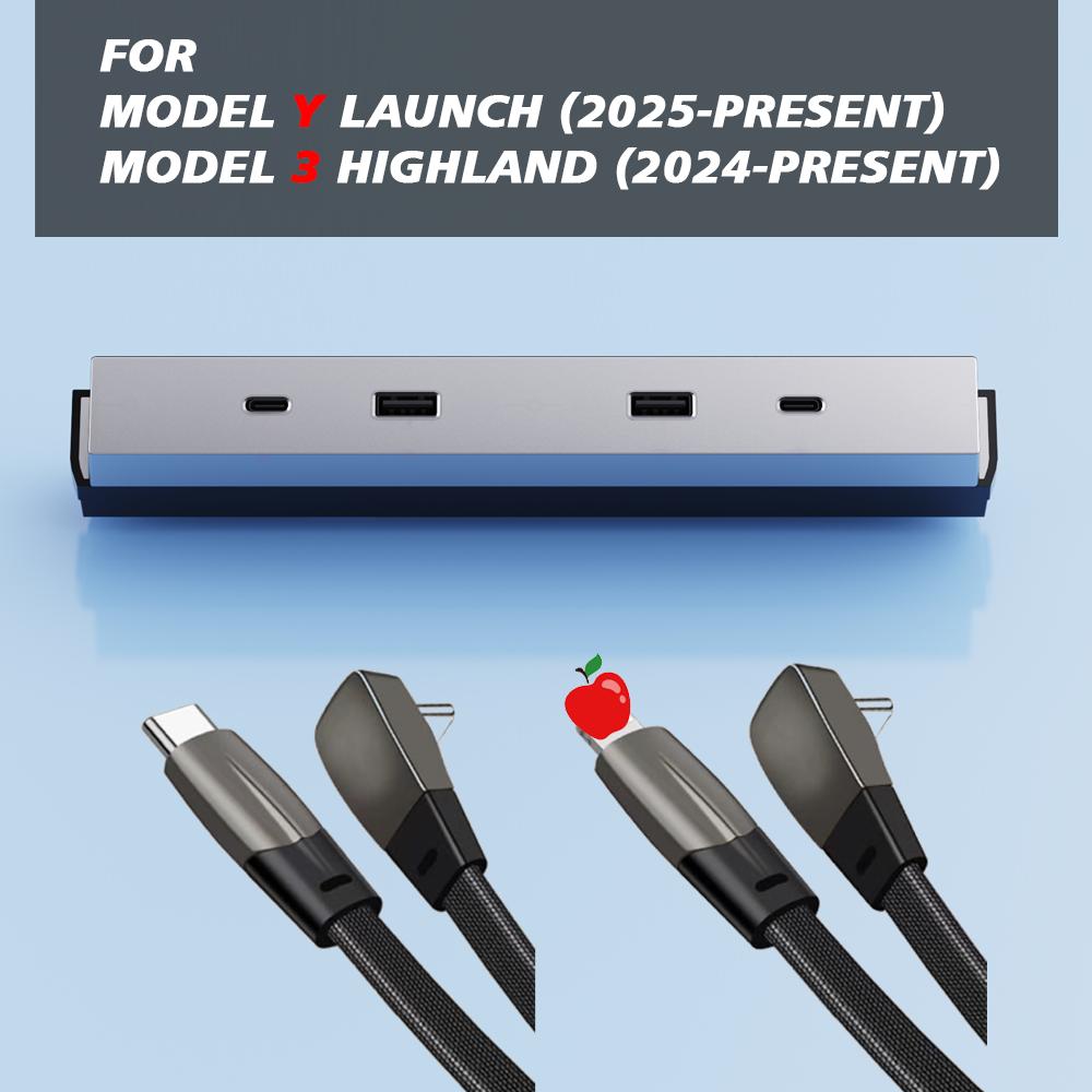 TEKSY For Tesla Model 3 Highland 2024 NEW Model Y 2025 Juniper 65W Expansion Dock Central Control Fast Charging Shunt USB HUB