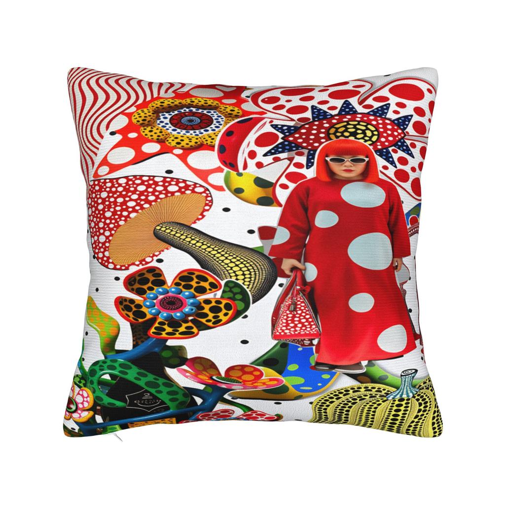 Yayoi Kusama Abstract Face Pillow Case Japanese Artist Custom Pillow Cover For Chair Sofa Home Decor Kawaii Cushion Cover