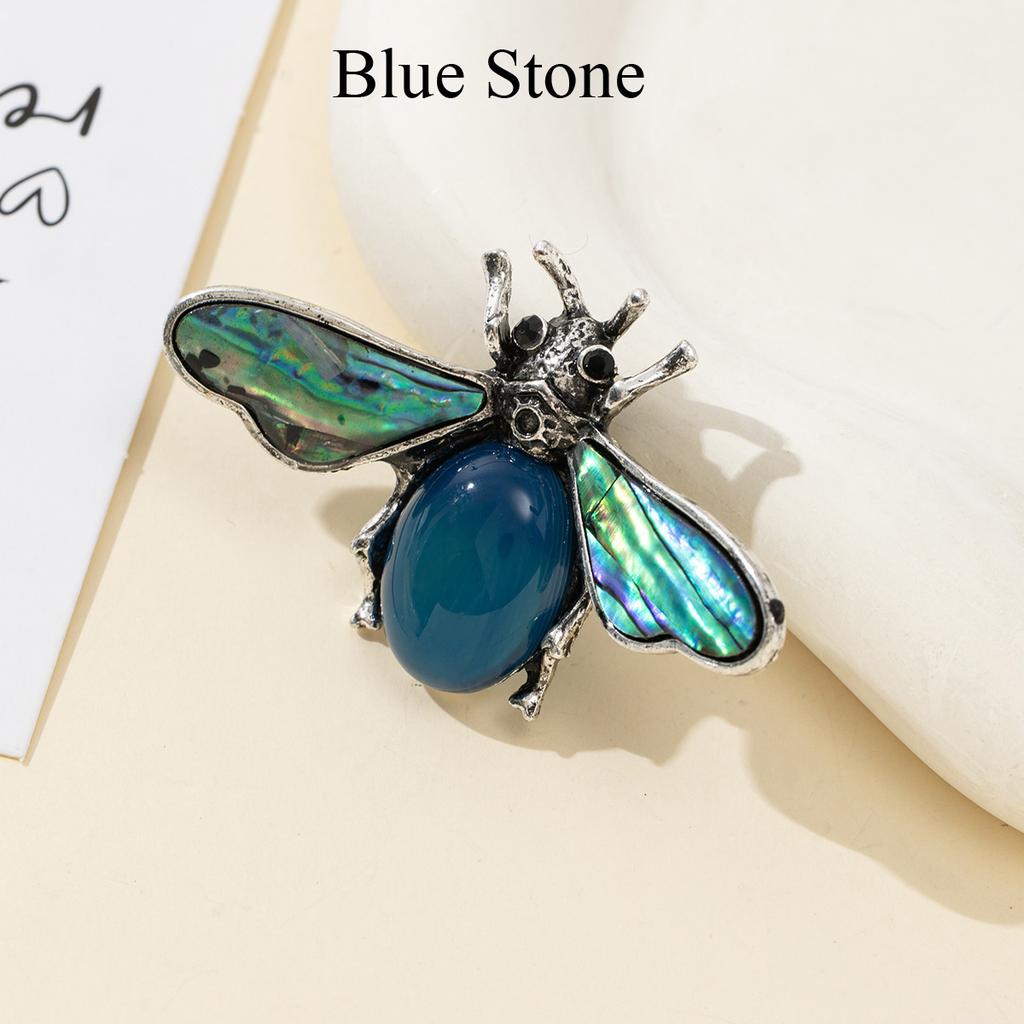 1Pc, Natural Stone Ladybird Shape Brooches, Boho Reiki Healing Crystal Amethyst Malachite Lapis Lazuli Gemstone Brooch Pin for Women Men Jewelry