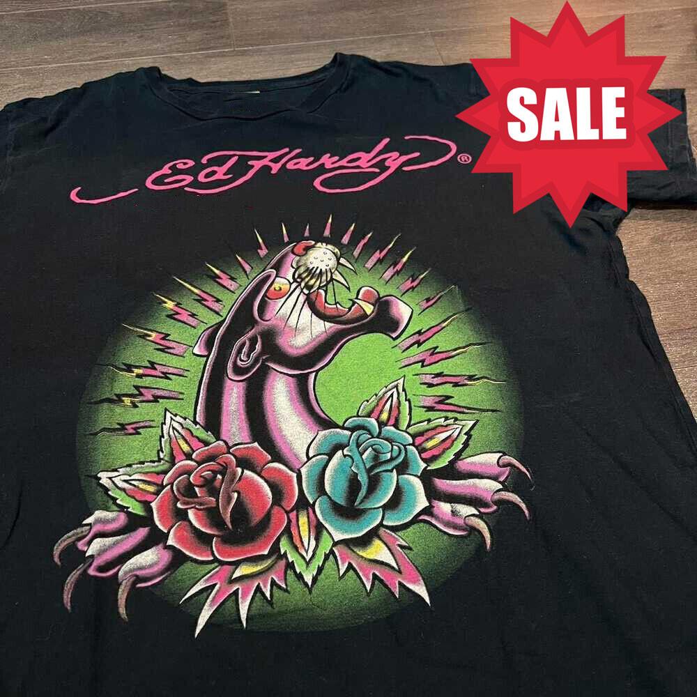 Винтажная Классическая Футболка Ed Hardy Пантера Унисекс Подарок для Фаната Все Размеры FE2990 Унисекс Футболка