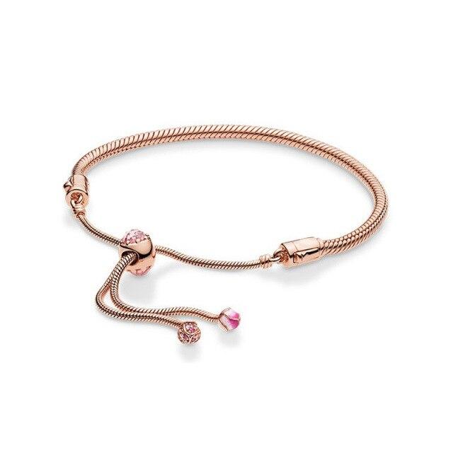 925 Silver Beads Charm Adjustable Snake Bone Chain Bracelet Simple Classic DIY Accessory Base Bracelet