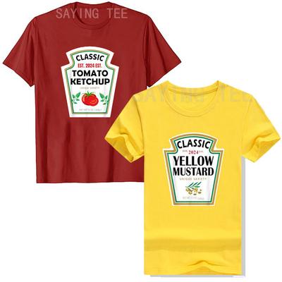 Красный кетчуп Желтая горчица Костюм своими руками Парные костюмы Групповые костюмы Футболки на Хэллоуин Подарки Ленивые Легкие Костюмы приправ Парные топы
