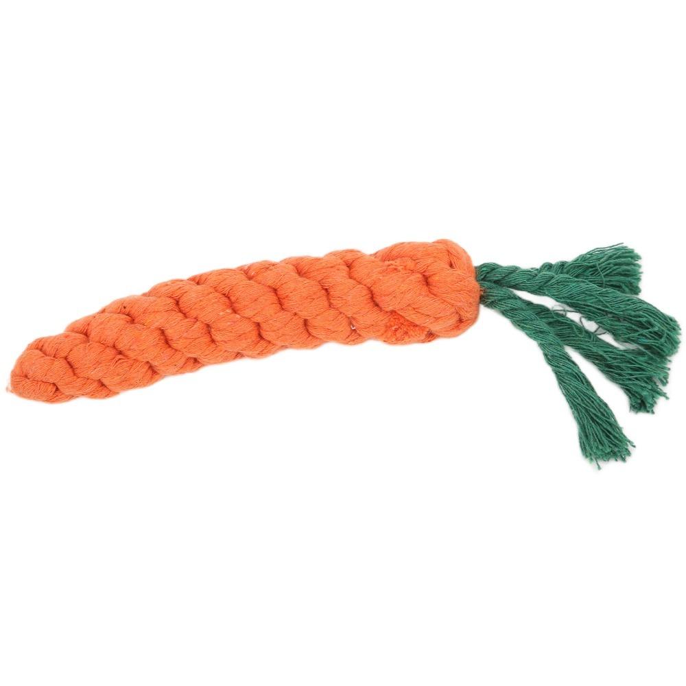 Carrot Shaped Dog Chew Toy Orange Pet Rope Knot Toy Puppy Teething Toy Interactive Play