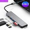 Док-станция USB C 6-в-1, концентратор USB 3.0, концентратор USB C 4K, адаптер Type C - HDMI, разветвитель USB, адаптер OTG для ПК, ноутбука, Macbook Pro