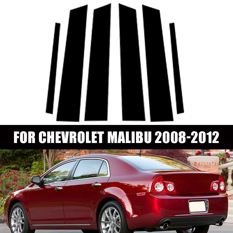 6 шт. автомобильные окна, двери, колонки, BC, отделка стойки, глянцевые черные наклейки для ПК, аксессуары, подходят для Chevrolet Malibu 2008-2012