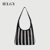 Canvas Bag Large Capacity Casual Striped Shoulder Tote Bag