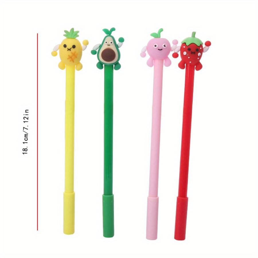 10pcs 0.5mm Cute Fruit Peach, Avocado Shaped Gel Pen Creative Silicone Head Stationery Silicone Head Gel Pen Signature Pen