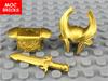 MOC Кубики DIY Раскрашенный Золотой Шлем Брони Меч 4см Фигурка Образовательные Строительные Блоки PG1124 Игрушка Подарки для Детей