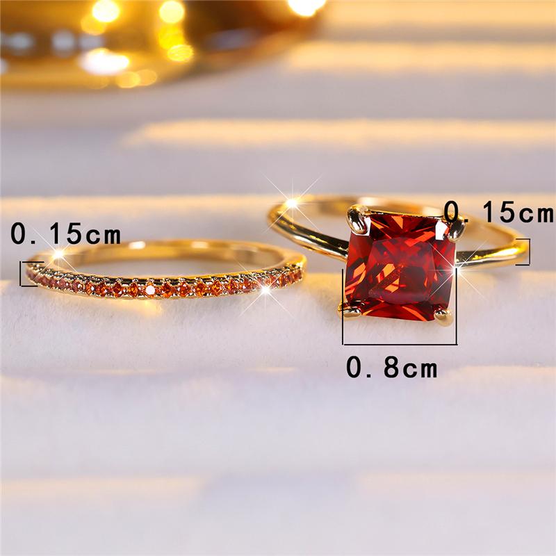 Женский зеленый круглый цирконовый камень обручальное кольцо комплект милый желтый золотой цвет свадебные украшения для женщин