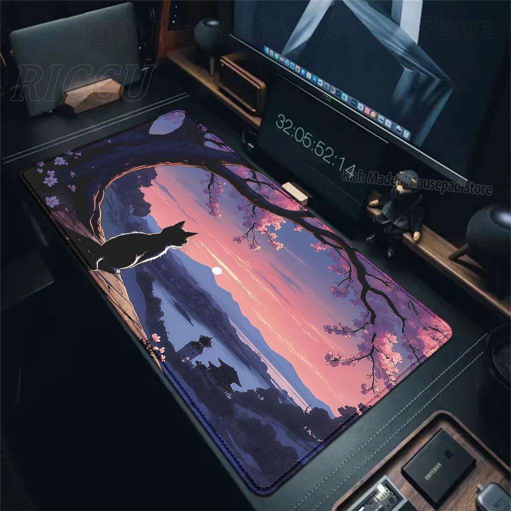 Милая Кошка Коврик для Мыши Большой Компьютерный Игровой Настольный Коврик XXL Резиновый Игровой Клавиатура Мышь Коврик Цветной Облако Настольный Коврик Офисные Аксессуары