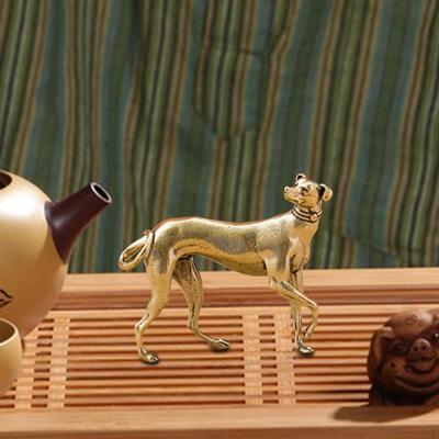 Латунная фигурка собаки, настольное украшение, коллекционная мини-статуэтка животного для гостиной