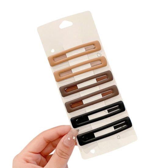 6Pcs Girl Hairpin Matte Color Rectangular Hair Clips Stable Non-Slip BB Clip Face Slimming Versatile Hair Styling