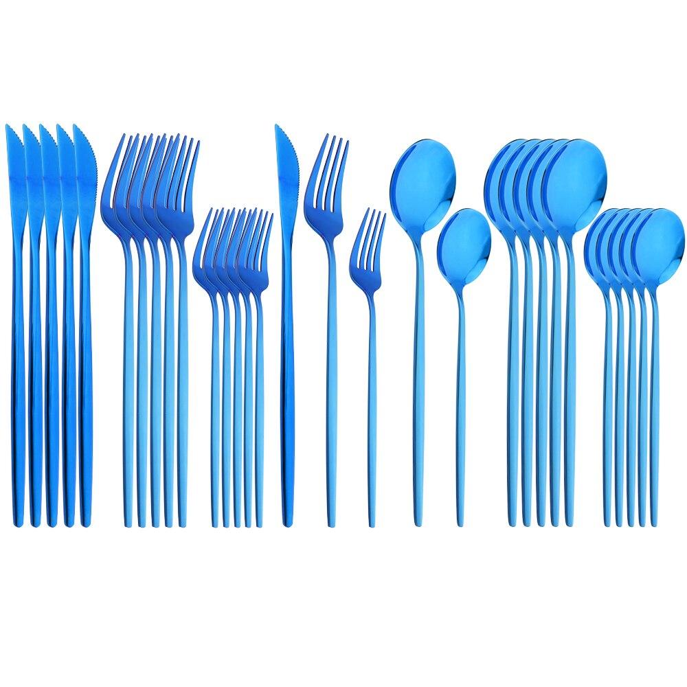 Зеркальный набор столовых приборов из нержавеющей стали, 30 предметов, черно-золотой столовый прибор, нож, вилка, ложка, набор столовых приборов, десертная ложка, набор столовых приборов