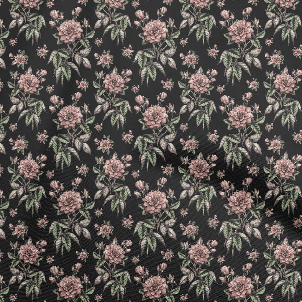 oneOone Georgette Viscose Black Fabric Floral Diy Clothing Quilting Fabric Print Fabric By Yard 42 Inch