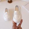 Girls PU Leather Shoes for Party Wedding Beaded Kids Princess Loafers Shoes with Pearl Slip-on Children Performance Shoes I07214