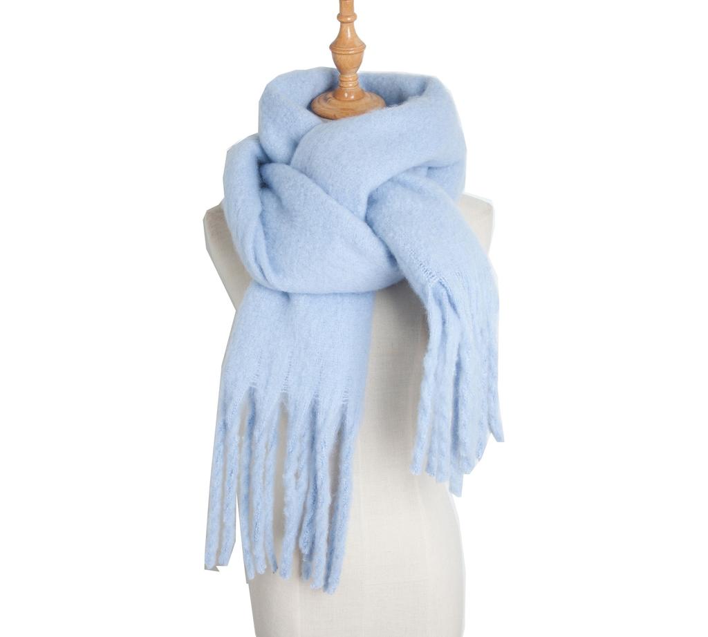European and American Style Women's Solid Color Shawl Autumn Winter Long Tassel Scarf Thicken Warm Pashmina