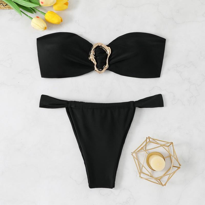 Split Sexy Swimsuit Tube Top Bikini Suit