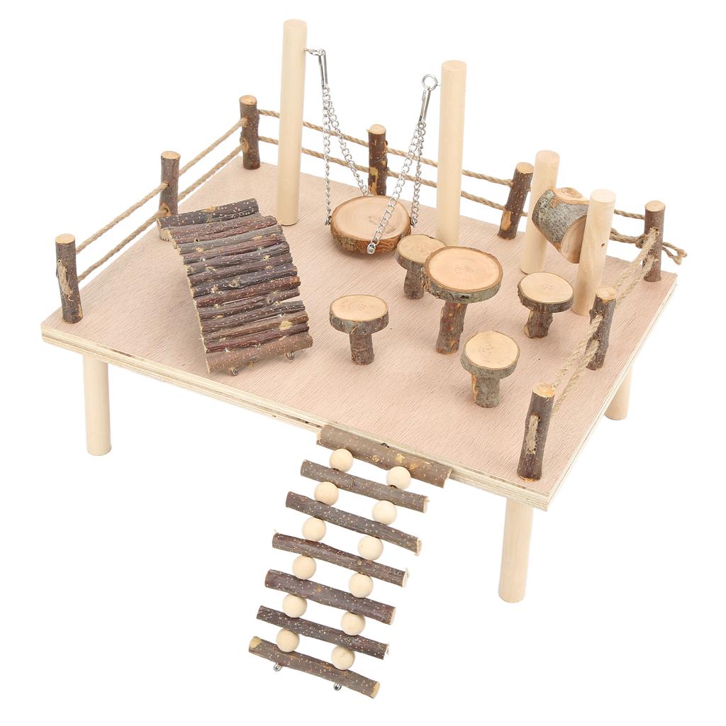 Система для лазания из натурального дерева для хомяка, игровая площадка из дерева для хомяка для мелких домашних животных