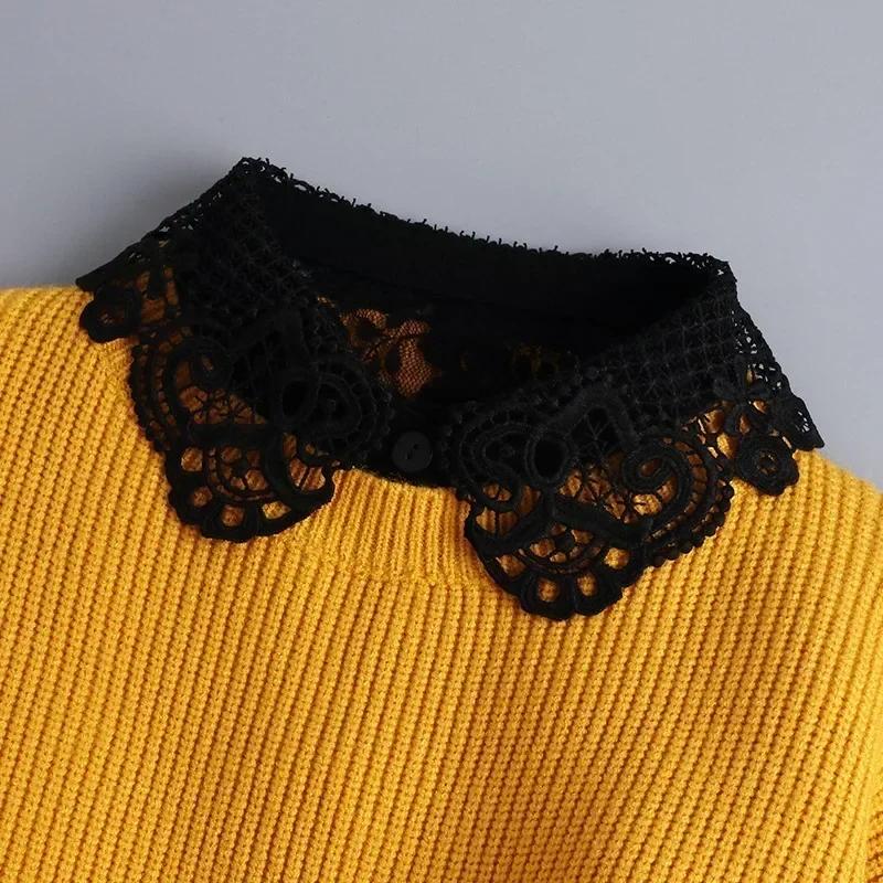 Hollow Lace Chiffon Doll Cotton Fake Collar Blouse Sweater Detachable Shirt Collar False Collar Lapel Women Top Collars Decor
