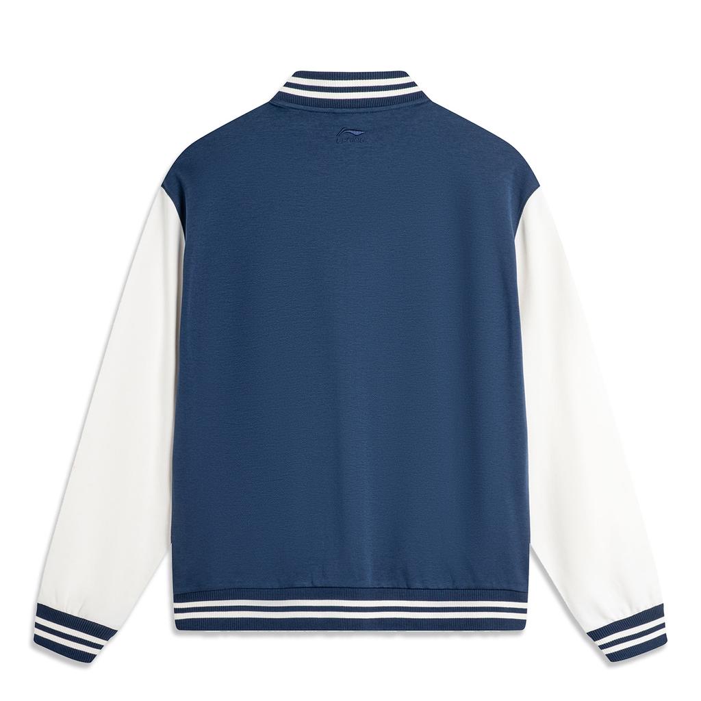 Li Ning Color Block Logo Print Вязаная куртка Мужские куртки Deep-Navy AFDU553-2