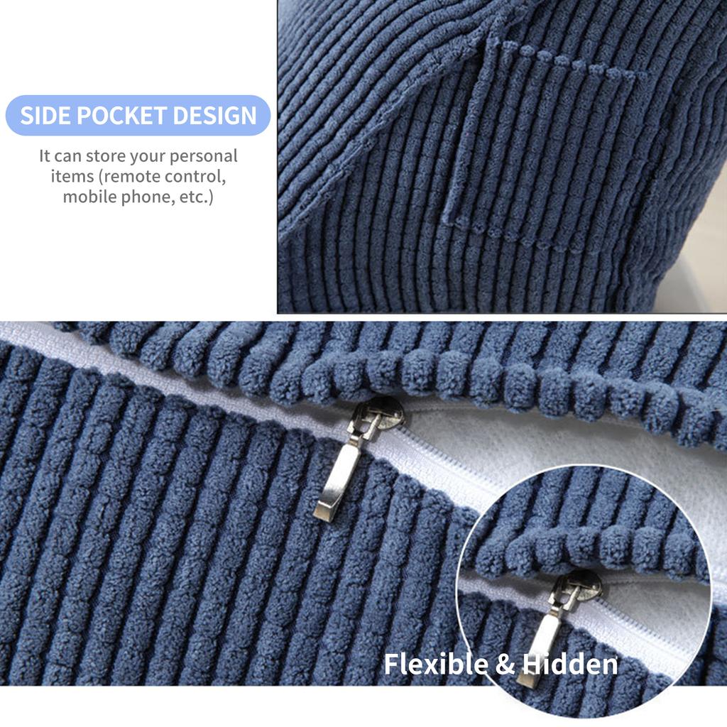 Треугольная подушка Удобная подушка для чтения с карманом на молнии Треугольная клиновидная подушка с небольшой спинкой