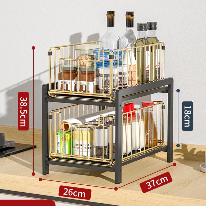 Двухслойная стеллаж для хранения раковины, тип ящика шкафа, телескопическая столешница, стеллаж для хранения приправ, предметы первой необходимости