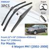 For Mazda 6 Wagon MK1 2002-2008 Front Rear Wiper Blades Brushes Cutter Accessories J Hook 2002 2003 2004 2005 2006 2007 2008