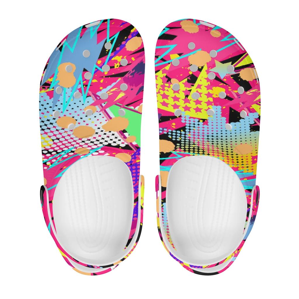 Colorful Printed EVA Garden Clogs Unisex Breathable Slip On Shoes for Beach Pool Home Bathroom Summer Walking Home Garden Use