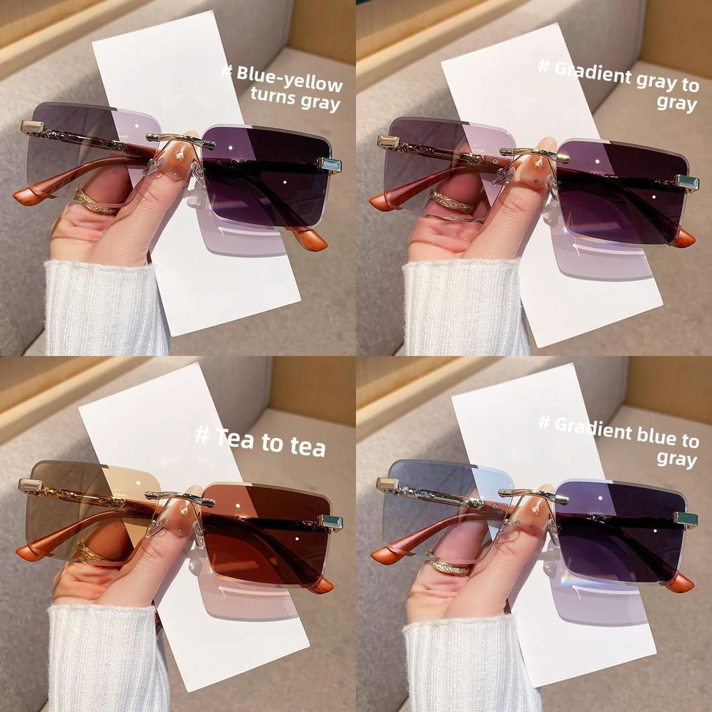 Модные безрамные солнцезащитные очки с градиентным серым цветом и защитой UV400 для езды на велосипеде и вечеринок