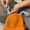 Yousheng Cute Knitted Beanie Hat with Eyes Wear Resistant Solid Color LED Glowing Funny Cartoon Winter Warm Hat