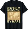 Funny Geography Teacher, Easily Distracted By Maps T-Shirt