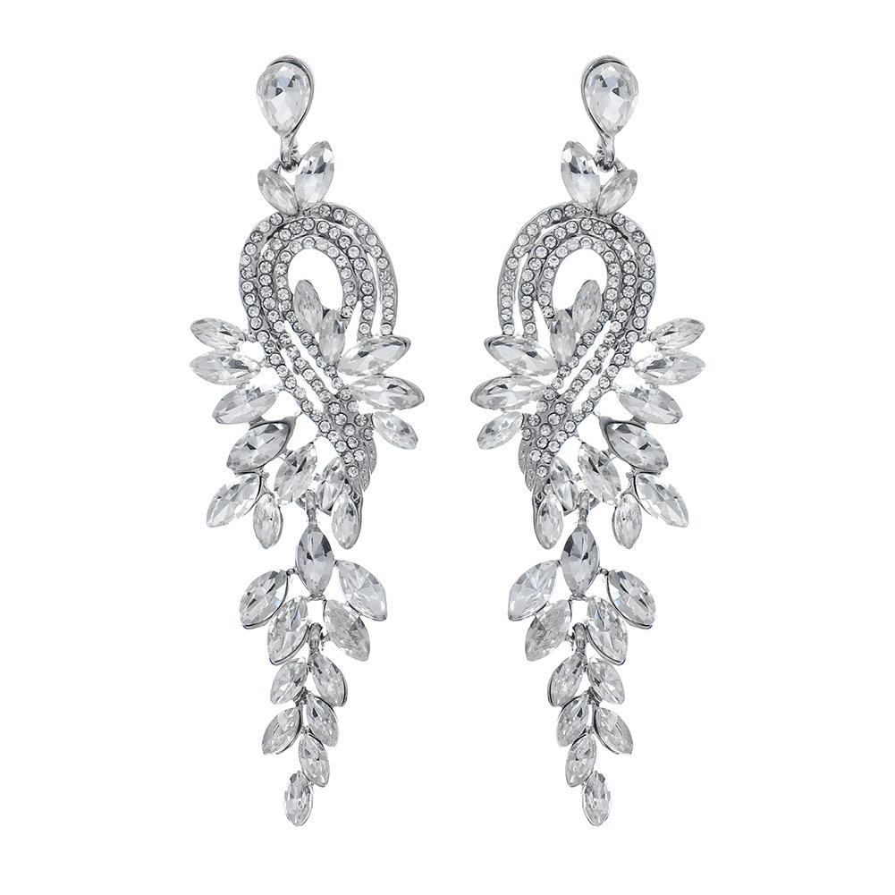 Серьги из сплава в стиле ретро со стразами, высококачественные серьги, повседневные женские украшения, легкие и роскошные свадебные серьги