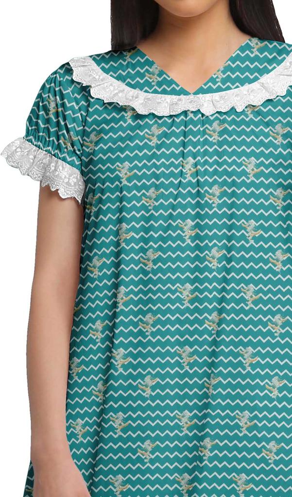 Moomaya Женская ночная рубашка с V-образным вырезом для кормления, хлопковая ночная рубашка А-силуэта с принтом