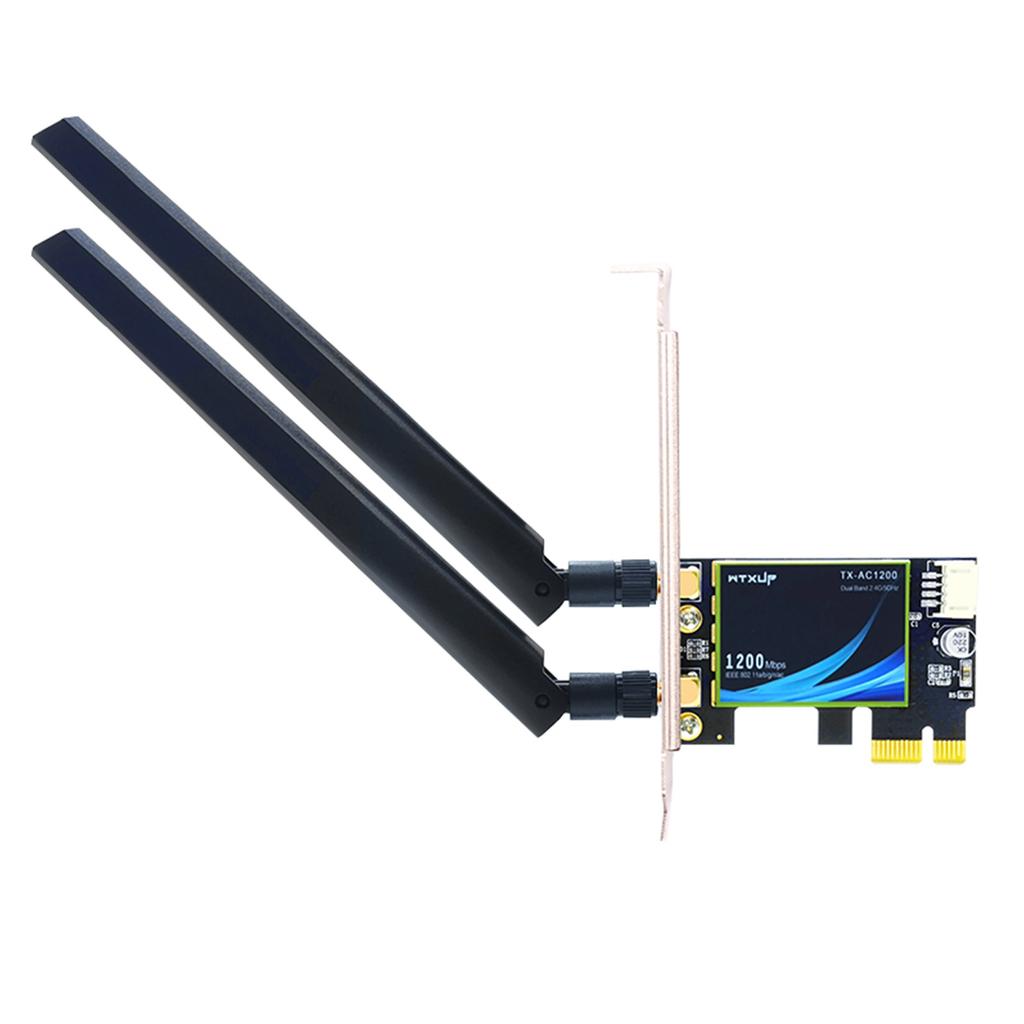 Карта PCIE WIFI 1200 Мбит/с Беспроводной сетевой адаптер Bluetooth-совместимый 4.0 Карта Wlan PCI-E 2,4 ГГц/5 ГГц 2 антенны 802.11ac