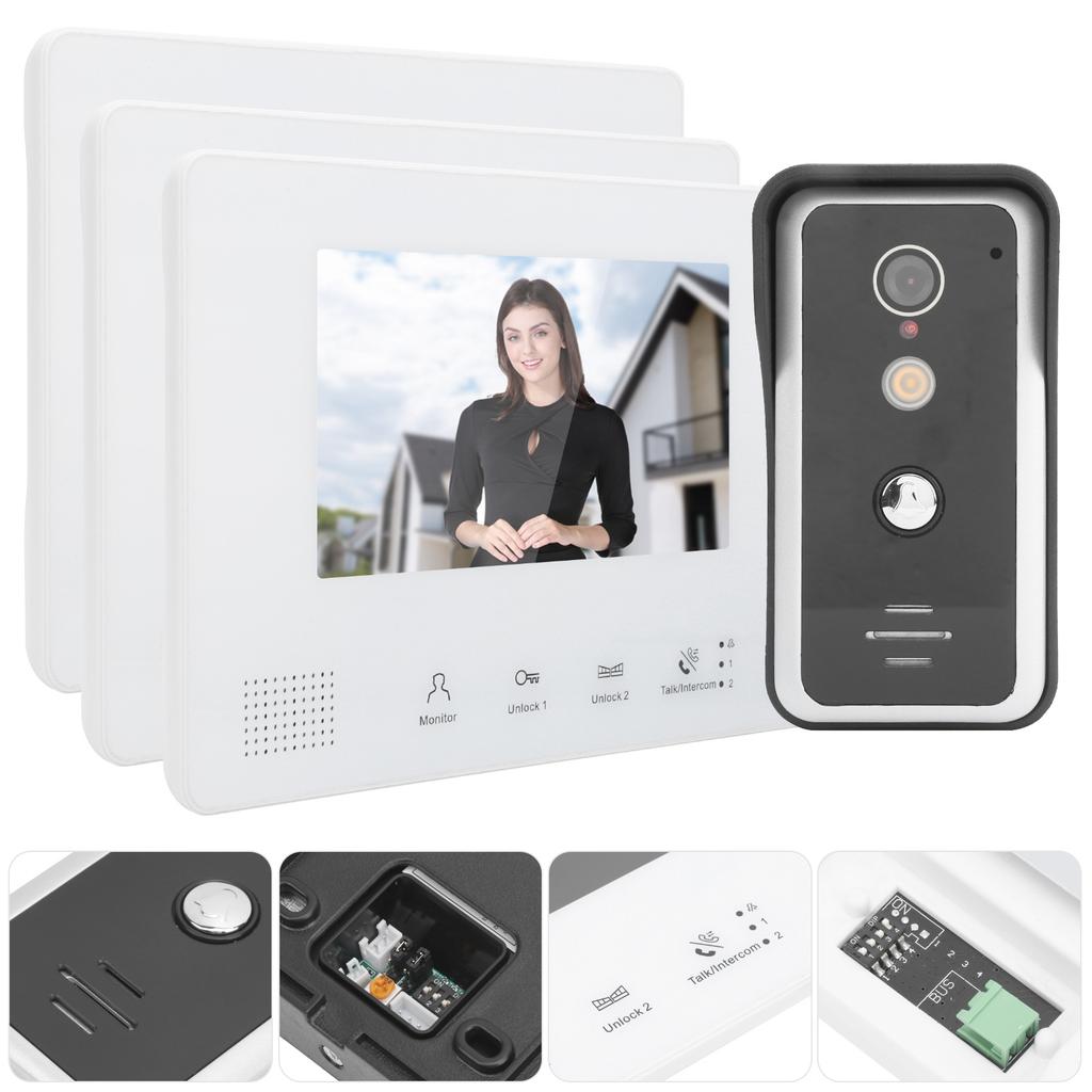 2?Комплект проводного видеодомофона с 7-дюймовым TFT LCD-дисплеем и 3 мониторами. Четкое ночное видение. Домашний домофон 100?240В