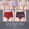 5Pcs Women's Panty Underwear Underwear High Waist Underwear Cotton Panties Women's Plus Size Underwear