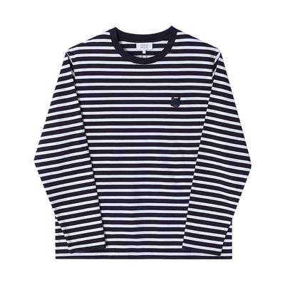 MaiSon KitSune Om00125kj0044 S481 Смелая нашивка с головой лисы Полоска Морской Мужской S Длинный рукав Футболка