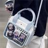 Sweet Cute Shoulder Bag Women Kawaii Japanese Clear Anime Ita Bag Ladies Leather  Leather Square Large Capacity Crossbody Bag