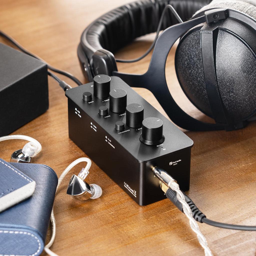 Fosi Audio SK01 Портативный аналоговый усилитель класса А для наушников, Регулировка тона и громкости, С японской инструкцией, Усилитель, Эквалайзер,